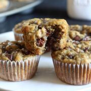 Banana Espresso Chocolate Chip Muffins are ultra tender and moist and absolutely loaded with flavor. The perfect breakfast treat!