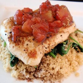 Balsamic Chicken with Baby Spinach and Couscous