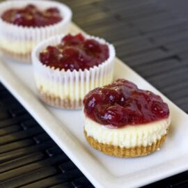 Mini Vanilla Bean Cheesecakes with Holiday Cranberry Topping