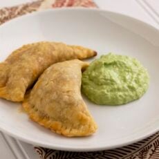 Chorizo Empanadas with Avocado Cream