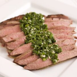 Grilled Flank Steak with Spicy Parsley Sauce