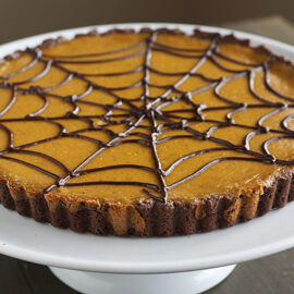 Pumpkin Chocolate Spiderweb Tart