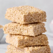 the most incredible rice crispy treats you'll ever eat! Squares of rice krispy treats stacked four high