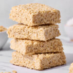 stack of homemade brown butter rice crispy treats