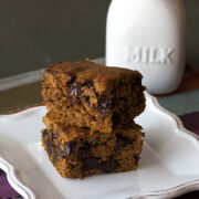 Almost Healthy Pumpkin Chocolate Chip Squares