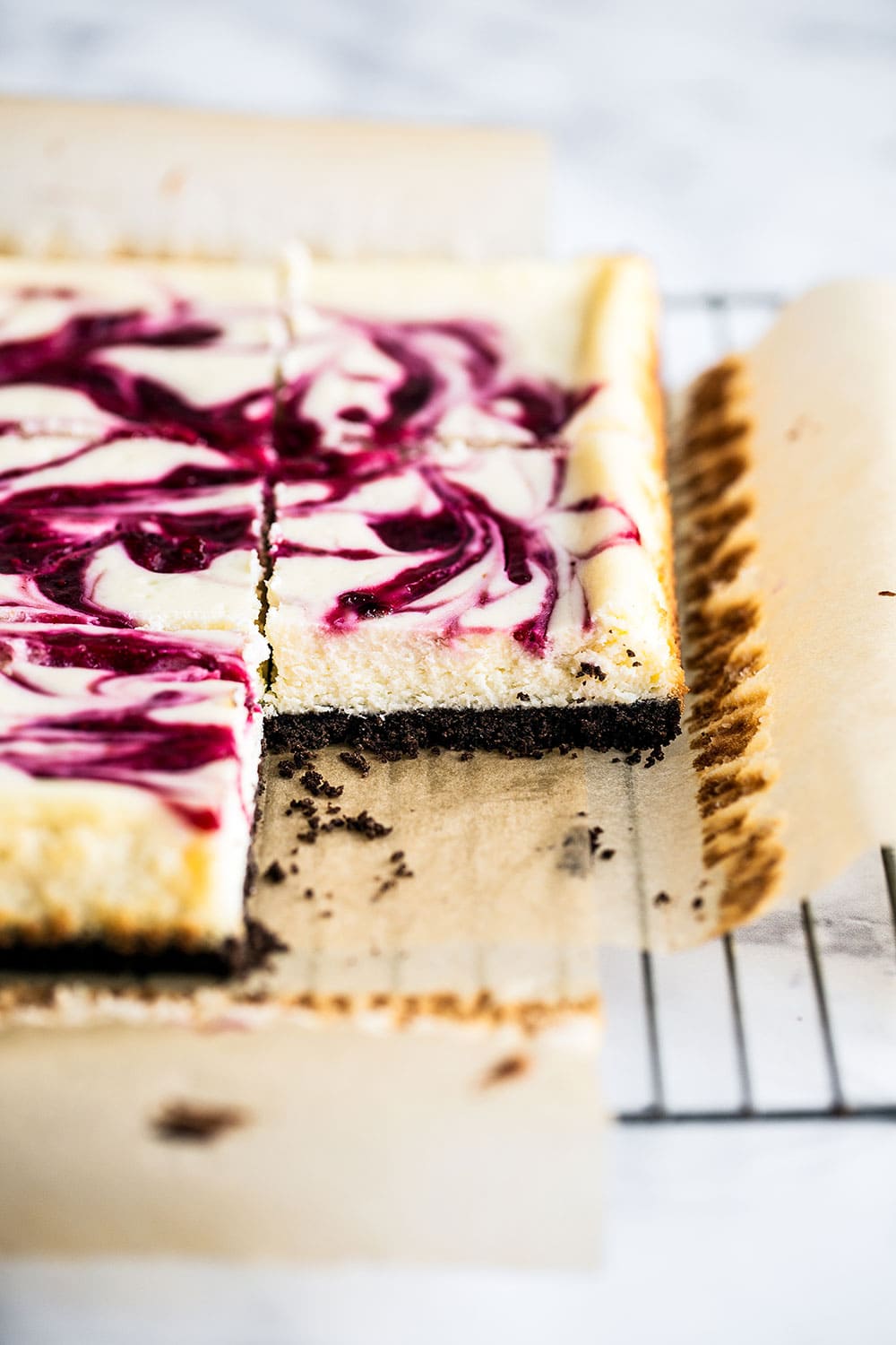 Cranberry Swirl Cheesecake Bars are tangy, sweet, fresh, and rich. They look almost as good as they taste!