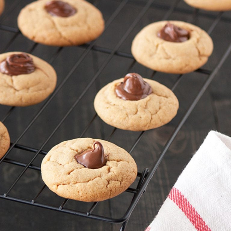 cookies cooling on a wire rack.