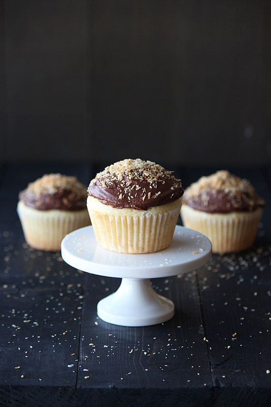Almond Cupcakes with Chocolate Coconut Frosting