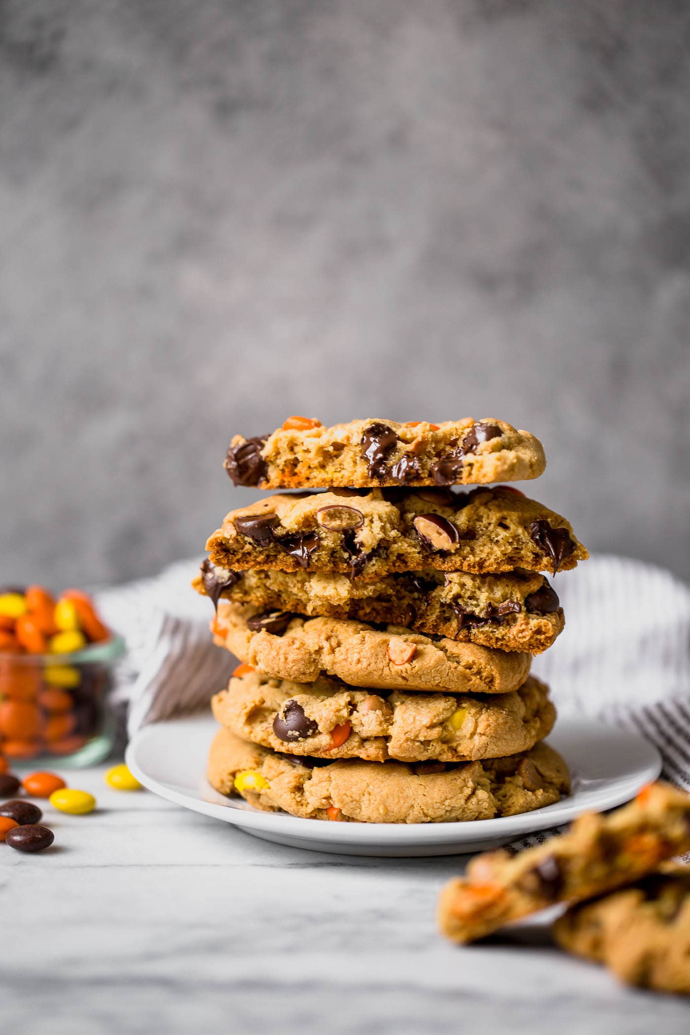 Giant Reese's Pieces Chocolate Chip Cookies are thick, chewy, chunky, and soft. Another incredible combination of peanut butter and chocolate!