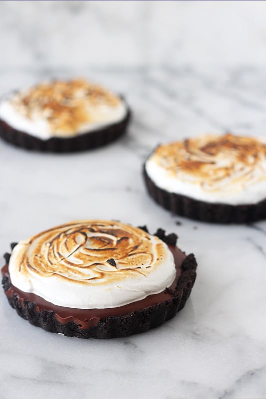 Chocolate Pudding Toasted Marshmallow Tarts by Handle the Heat