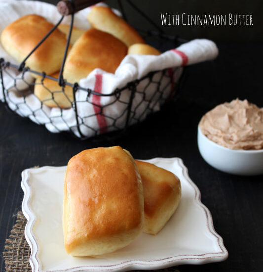 Texas Roadhouse Bread Rolls with Cinnamon Butter from Handletheheat.com