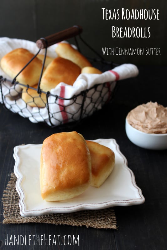 Texas Roadhouse Bread Rolls with Cinnamon Butter from Handletheheat.com