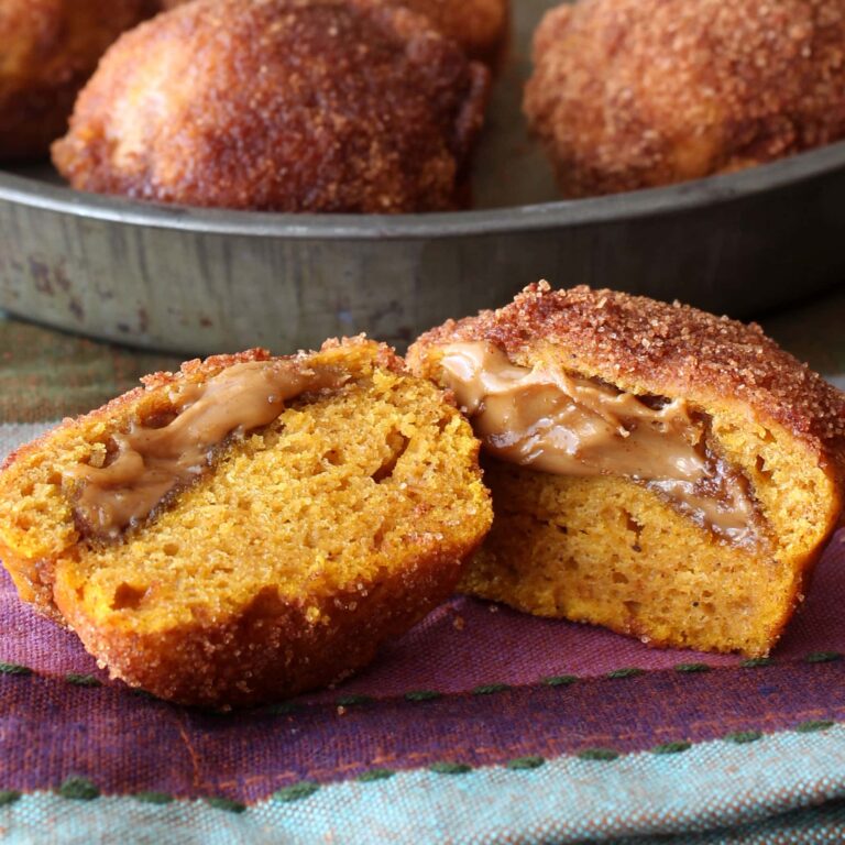 Biscoff Stuffed Pumpkin Mini Muffins