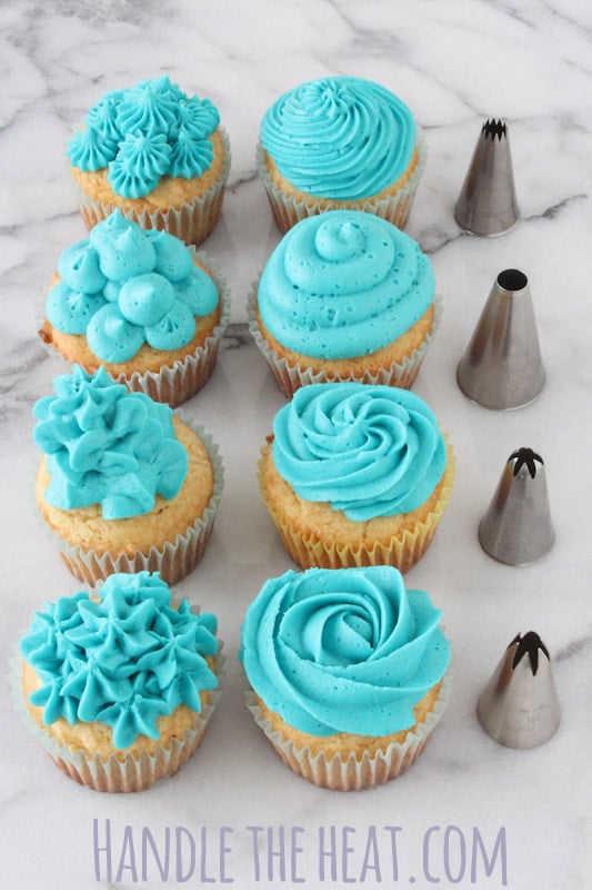 Cupcake Decorating Tips (and a video!) from HandletheHeat.com - shows what different frosting decorating tips look like and how to frost!