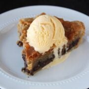 Chocolate Chip Cookie Pie is warm, gooey, and best served with ice cream!