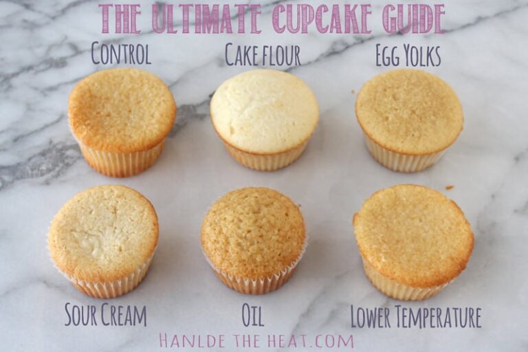 The Ultimate Cupcake Guide shows how different ingredients and techniques make cupcakes light, greasy, fluffy, dense, crumbly, or moist! from handletheheat.com