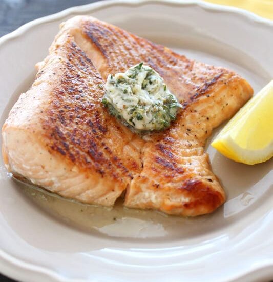 Salmon with Lemon Herb Butter Recipe from handletheheat.com