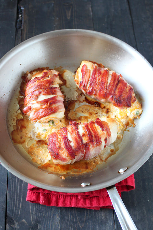 Spicy Bacon Wrapped Cheesed Stuffed Chicken from Handletheheat.com