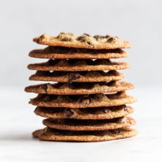 Quick and easy Thin and Crispy Chocolate Chip Cookies for when you're craving that satisfying crunchy chew in a cookie just like Tate's!