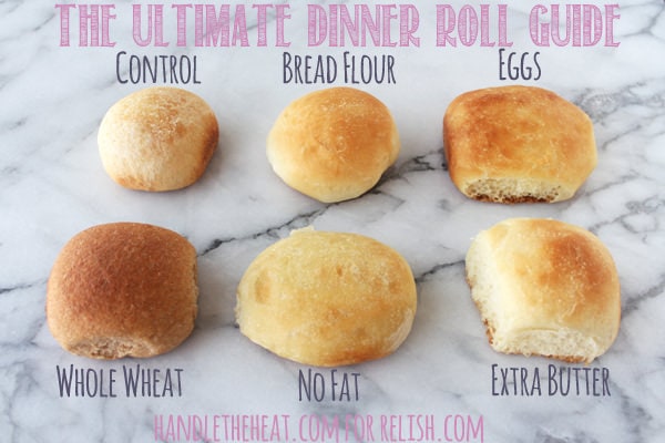 The Ultimate Dinner Roll Guide shows how different ingredients make soft, crusty, fluffy, or hard rolls!