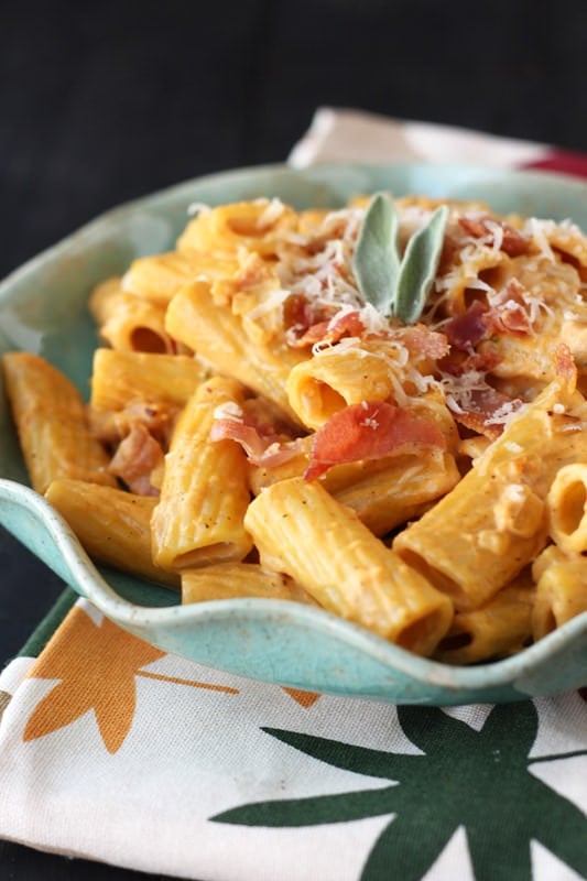 Creamy Pumpkin Prosciutto Rigatoni Recipe