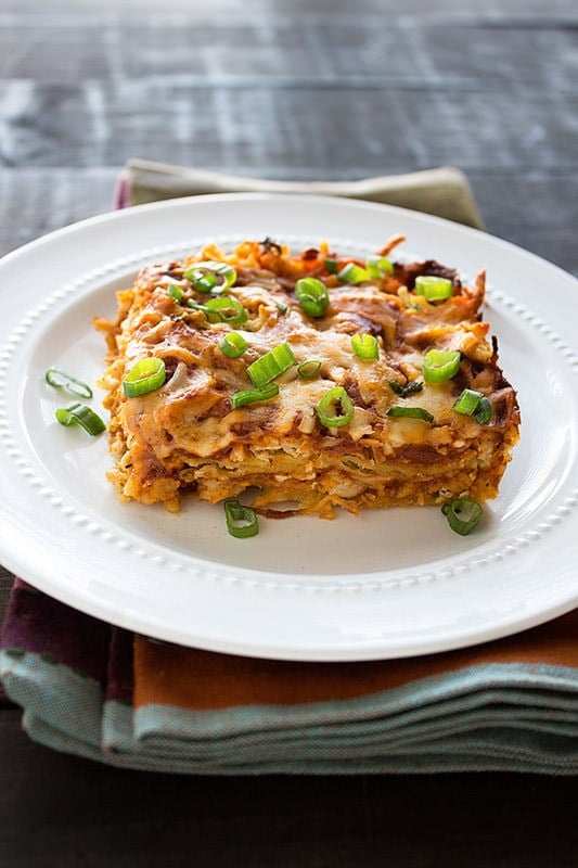 Chicken Enchilada Casserole - like a super simple Mexican version of lasagna!