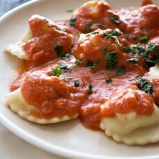 Chicken Ravioli with Creamy Tomato Sauce