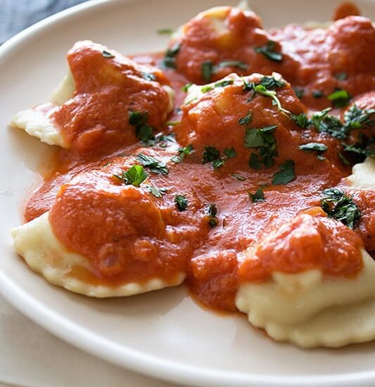 Chicken Ravioli with Creamy Tomato Sauce Handle the Heat