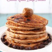 Chocolate Chip Oatmeal Cookie Pancakes - dollop with Biscoff for an outrageous breakfast!