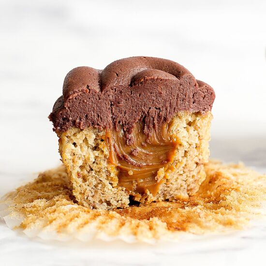 Dulce de Leche Banana Cupcakes with Chocolate Frosting