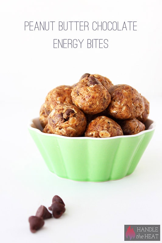No-bake Peanut Butter Chocolate Energy Bites are amazingly simple with just a few wholesome ingredients for a perfectly sweet on-the-go snack!