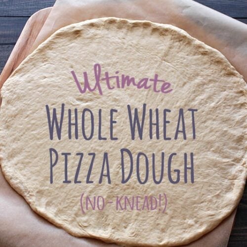 Ultimate No-Knead Whole Wheat Pizza dough that is actually light yet chewy and crisp!