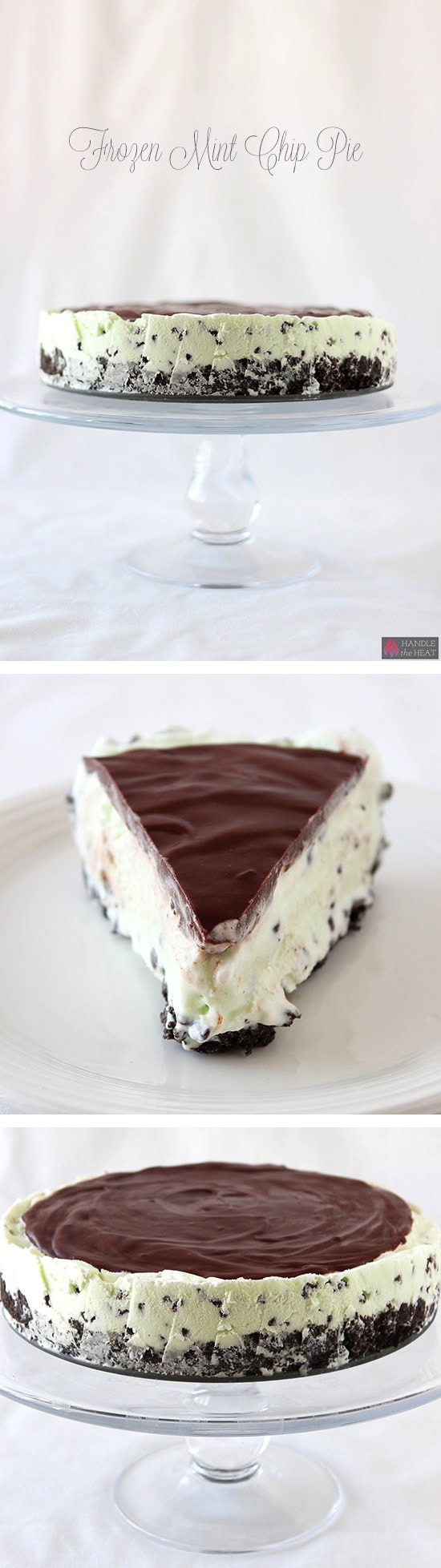 Frozen Mint Chocolate Chip Pie - perfect for summer!