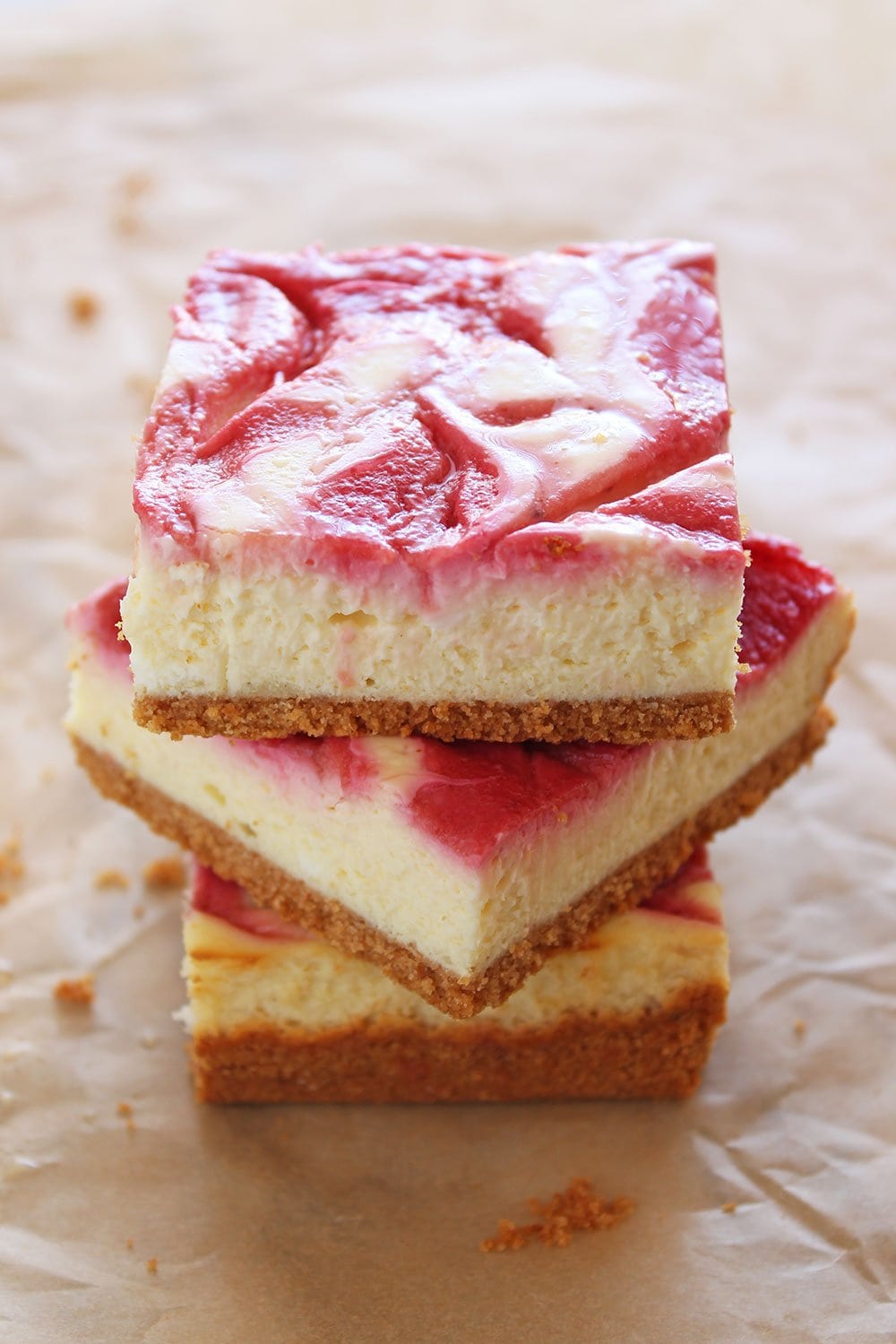 Stack of three cheesecake bars