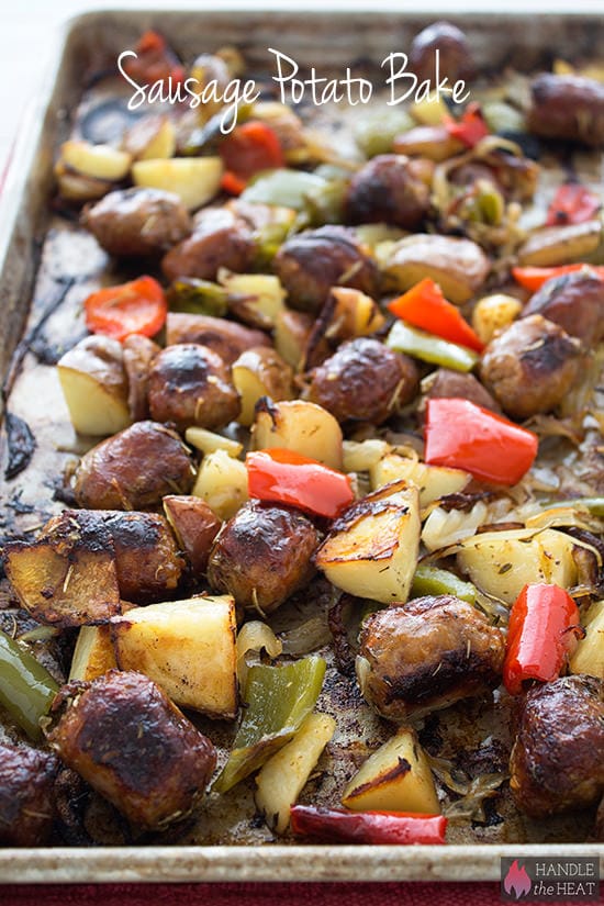 Sausage and potatoes on sale in oven