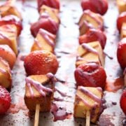Grilled Strawberry Shortcake Skewers with Blueberry Glaze