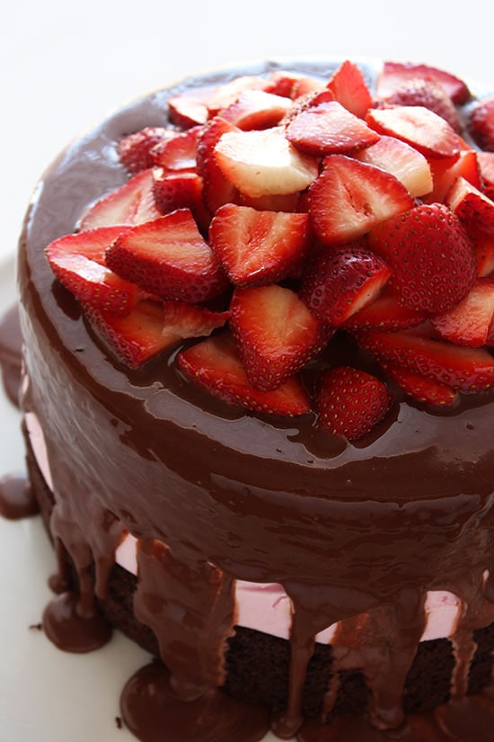 Chocolate Covered Strawberry Ice Cream Cake