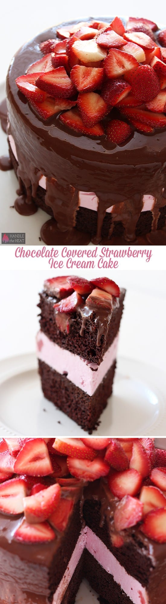 Homemade Chocolate Covered Strawberry Ice Cream Cake