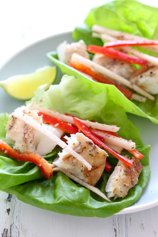 Grilled Fish Lettuce Tacos with Mojito Marinade