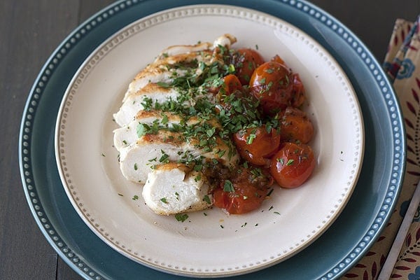 chicken with herb roasted tomatoes