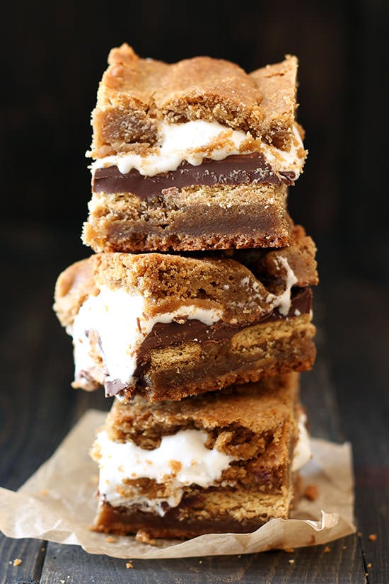 Peanut Butter S'mores Blondies - my boyfriend called this his FAVORITE dessert!