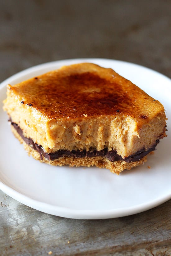 Creme Brule Pumpkin Chocolate Cheesecake Bars - OH MY GOD these are incredible. No exaggeration. 