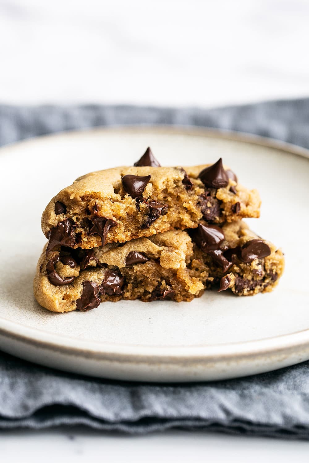 Gooey and soft peanut butter chocolate chip cookies - no electric mixer needed!