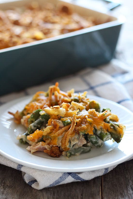Cheesy Green Bean Casserole with Bacon - this will be a HIT on your Thanksgiving table!!