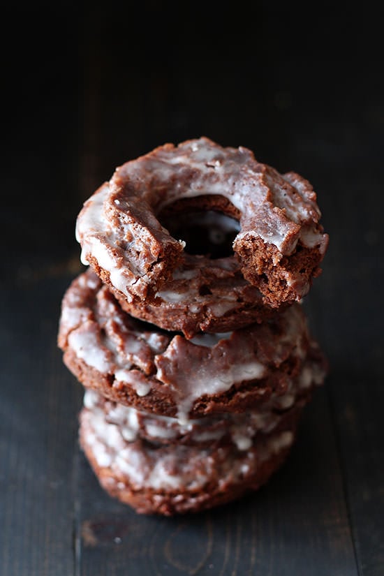 These cakey fried chocolate doughnuts are out of this world!! That thick glaze is HEAVEN!