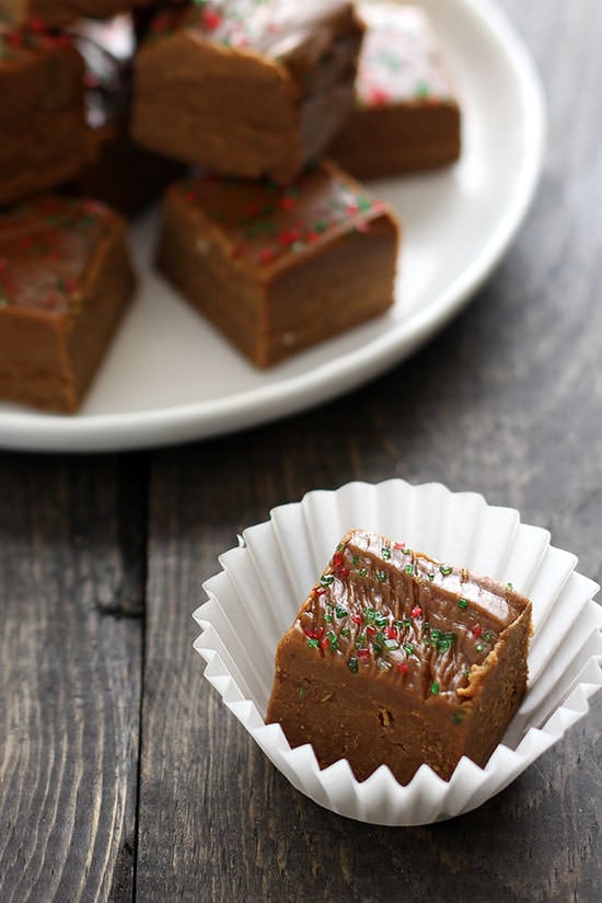 This easy homemade Gingerbread Fudge tastes like gingerbread cookie dough and requires no thermometer! Plus there's no marshmallows or condensed milk!