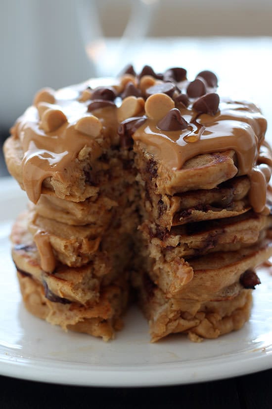 Whole Wheat Peanut Butter Cup Pancakes
