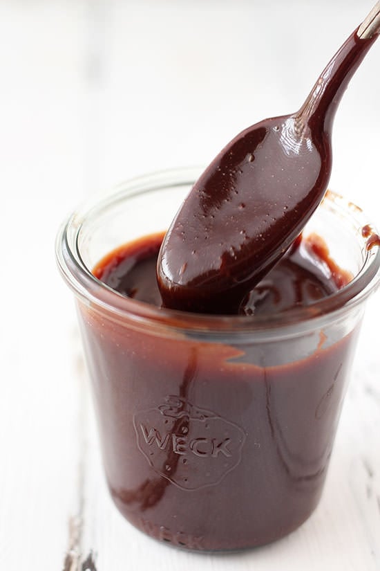 This is THE BEST chocolate sauce! SO thick and fudgy!!
