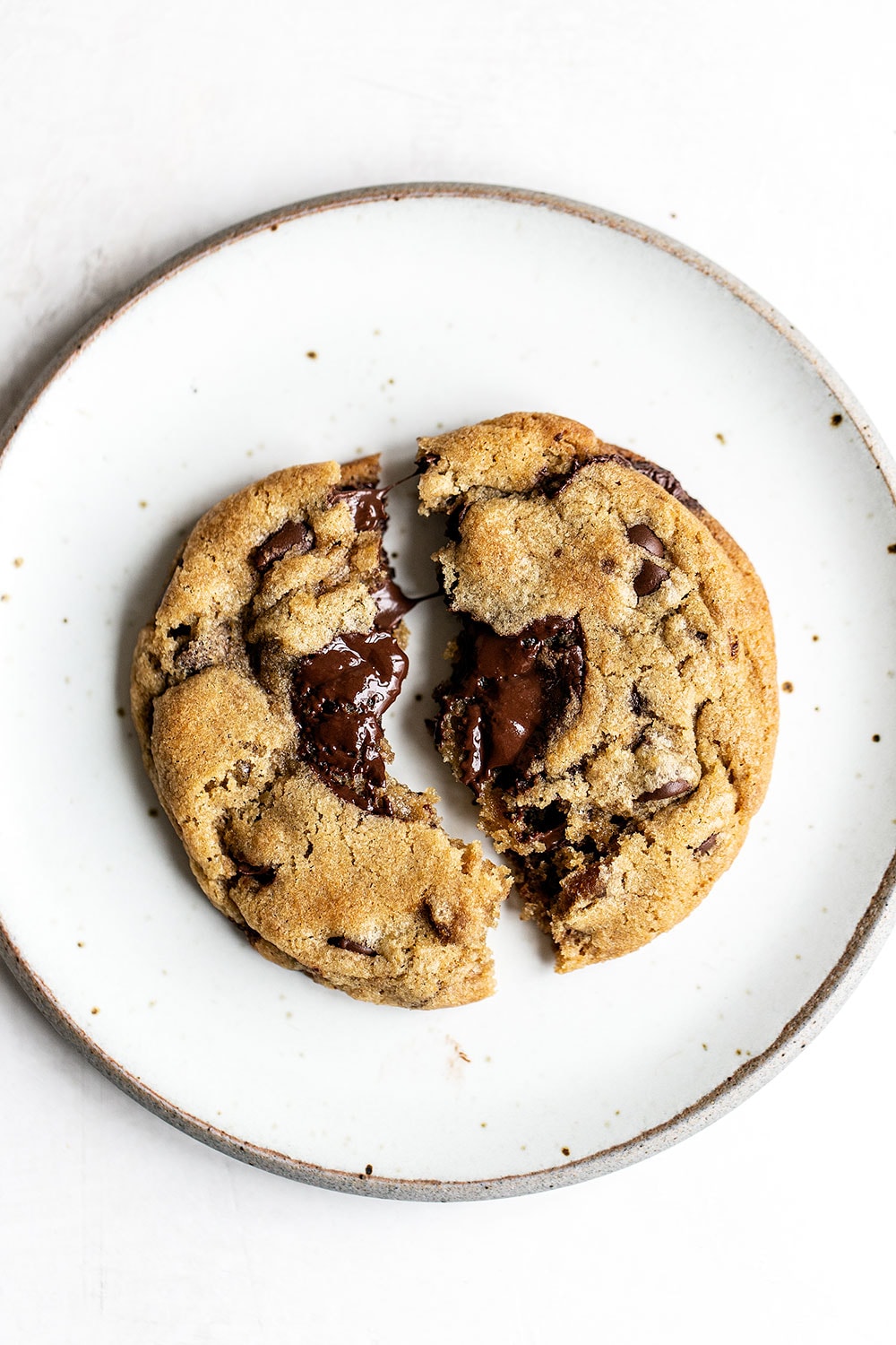 Chocolate chip cookie on a plate