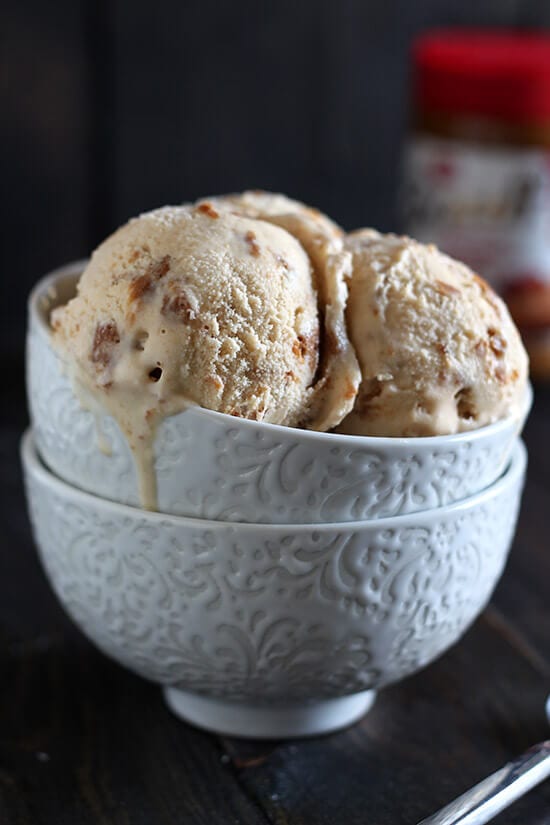 Cookie Butter Ice Cream is bound to become one of your favorite ice cream recipes! Easy no-cook ice cream loaded with cookie butter and Speculoos cookies. We LOVED this!